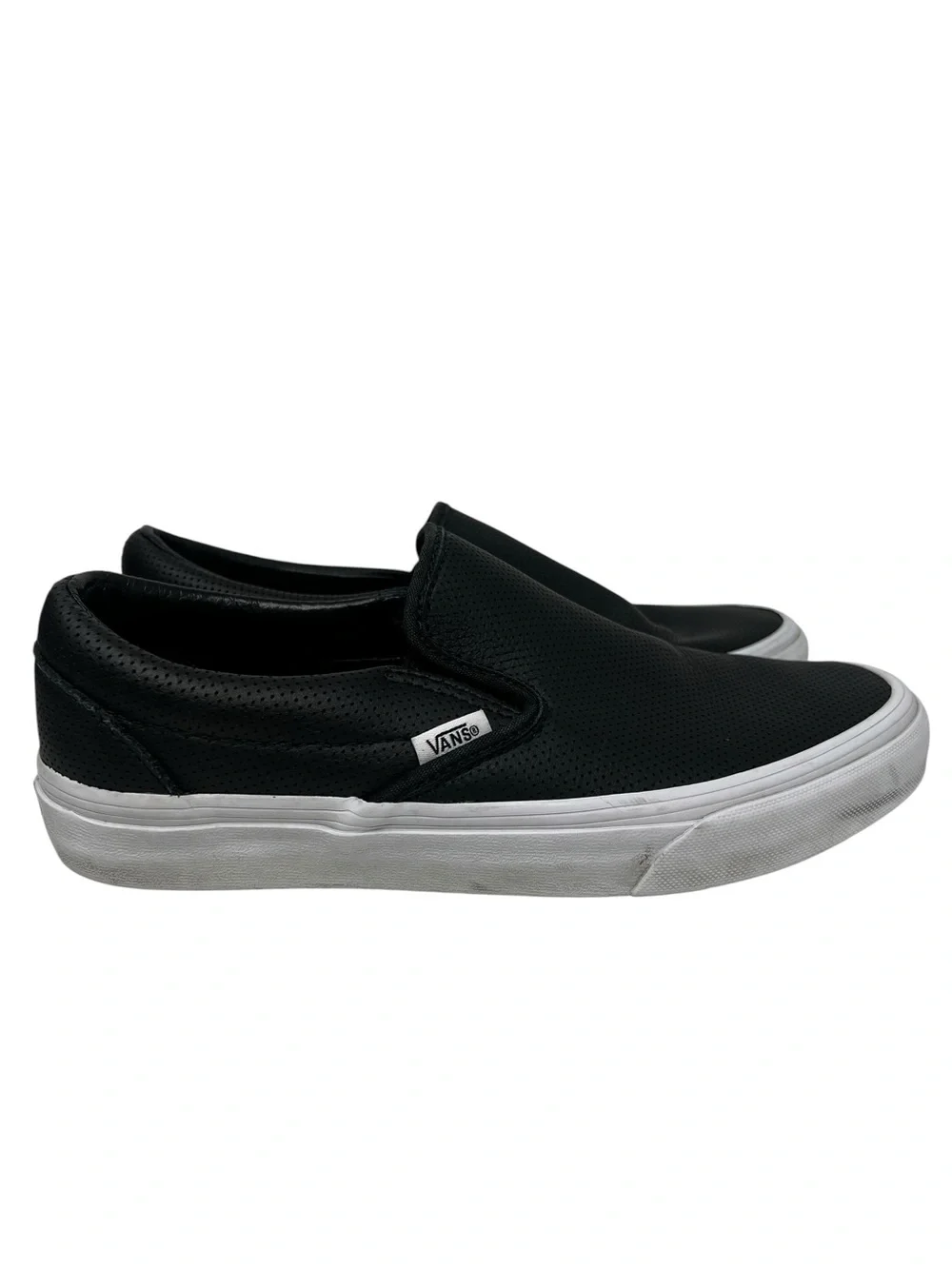 Vans Black Perforated Leather-Look Slip-On Sneakers